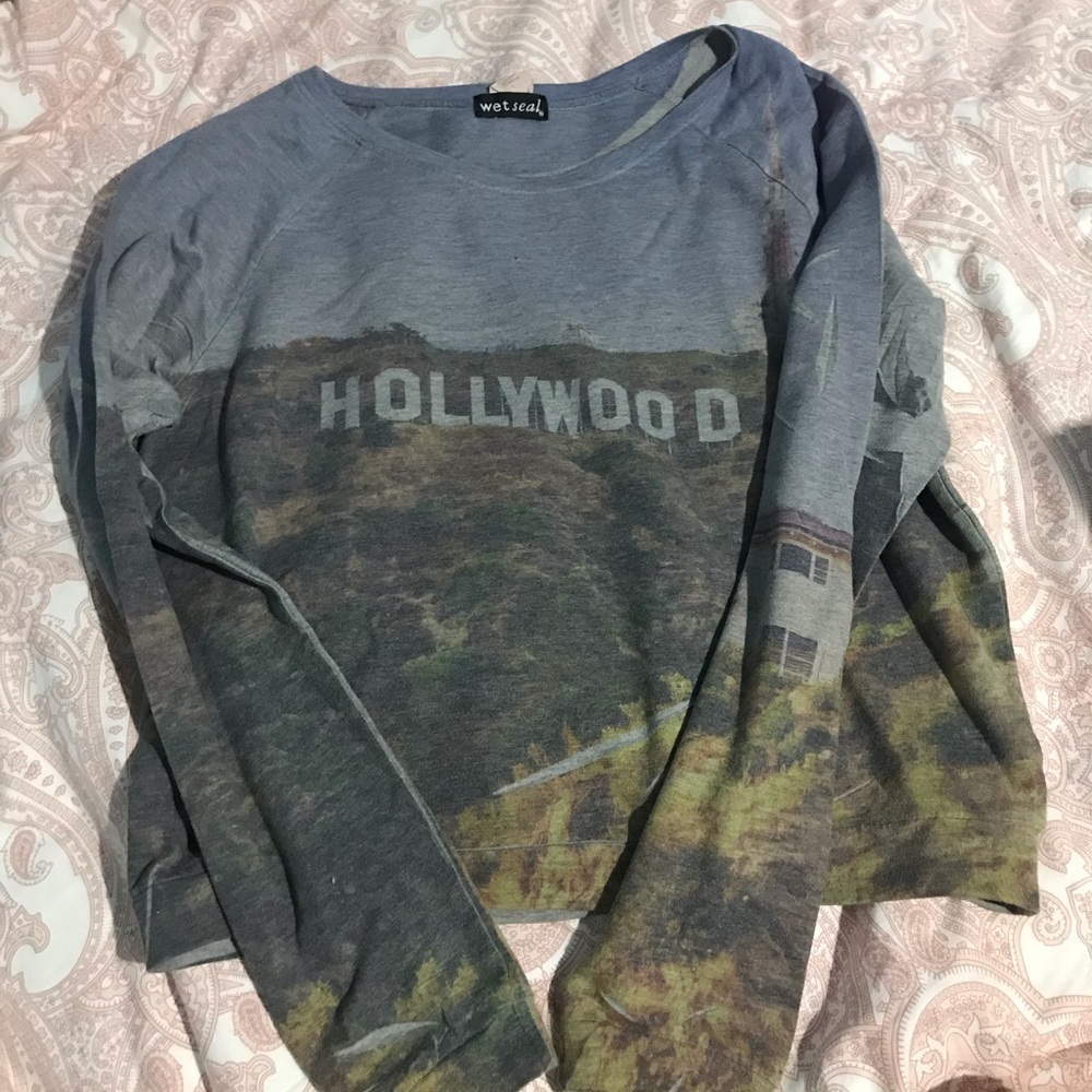 hollywood long sleeve crop top